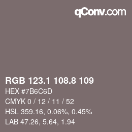 Color code: RGB 123.1 108.8 109 | qconv.com