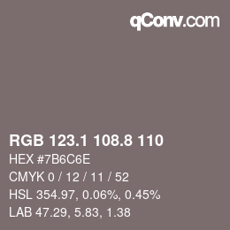 Color code: RGB 123.1 108.8 110 | qconv.com