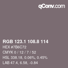 Color code: RGB 123.1 108.8 114 | qconv.com