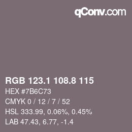 Color code: RGB 123.1 108.8 115 | qconv.com