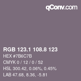 カラーコード: RGB 123.1 108.8 123 | qconv.com