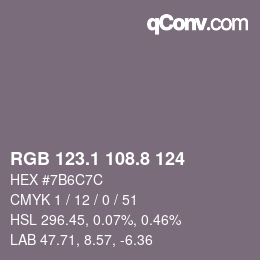 Color code: RGB 123.1 108.8 124 | qconv.com