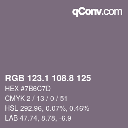 Color code: RGB 123.1 108.8 125 | qconv.com