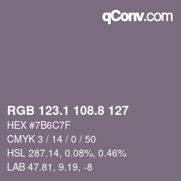 Color code: RGB 123.1 108.8 127 | qconv.com