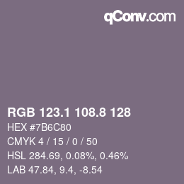 カラーコード: RGB 123.1 108.8 128 | qconv.com