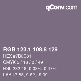Color code: RGB 123.1 108.8 129 | qconv.com