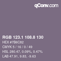 Color code: RGB 123.1 108.8 130 | qconv.com