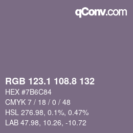 Color code: RGB 123.1 108.8 132 | qconv.com