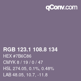 Color code: RGB 123.1 108.8 134 | qconv.com