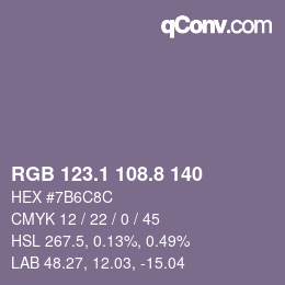 Color code: RGB 123.1 108.8 140 | qconv.com