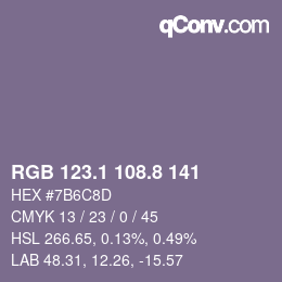 Color code: RGB 123.1 108.8 141 | qconv.com