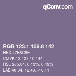カラーコード: RGB 123.1 108.8 142 | qconv.com