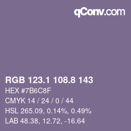 Color code: RGB 123.1 108.8 143 | qconv.com