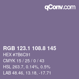 Farbcode: RGB 123.1 108.8 145 | qconv.com