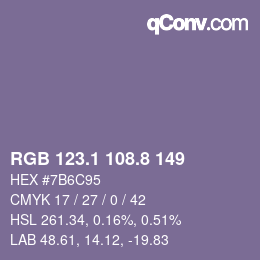 Color code: RGB 123.1 108.8 149 | qconv.com