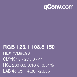Color code: RGB 123.1 108.8 150 | qconv.com