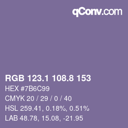 Color code: RGB 123.1 108.8 153 | qconv.com
