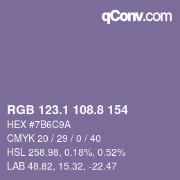 Color code: RGB 123.1 108.8 154 | qconv.com