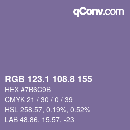 Color code: RGB 123.1 108.8 155 | qconv.com