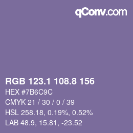 Color code: RGB 123.1 108.8 156 | qconv.com