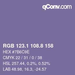 Color code: RGB 123.1 108.8 158 | qconv.com