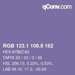 カラーコード: RGB 123.1 108.8 162 | qconv.com