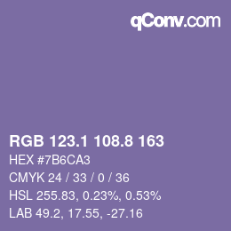 カラーコード: RGB 123.1 108.8 163 | qconv.com