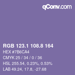 カラーコード: RGB 123.1 108.8 164 | qconv.com