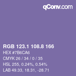 カラーコード: RGB 123.1 108.8 166 | qconv.com
