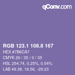 カラーコード: RGB 123.1 108.8 167 | qconv.com