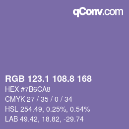 カラーコード: RGB 123.1 108.8 168 | qconv.com