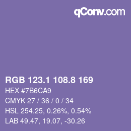 カラーコード: RGB 123.1 108.8 169 | qconv.com