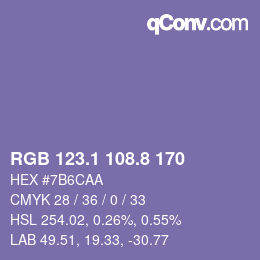 カラーコード: RGB 123.1 108.8 170 | qconv.com