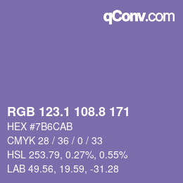 カラーコード: RGB 123.1 108.8 171 | qconv.com