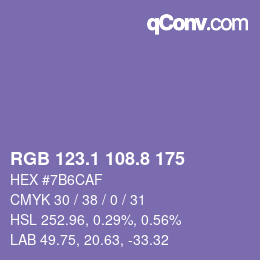 Color code: RGB 123.1 108.8 175 | qconv.com