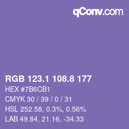 カラーコード: RGB 123.1 108.8 177 | qconv.com