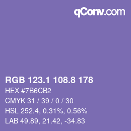 カラーコード: RGB 123.1 108.8 178 | qconv.com