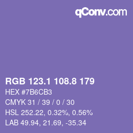 Color code: RGB 123.1 108.8 179 | qconv.com