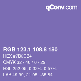 Color code: RGB 123.1 108.8 180 | qconv.com