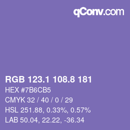 カラーコード: RGB 123.1 108.8 181 | qconv.com