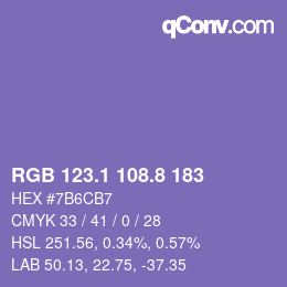 カラーコード: RGB 123.1 108.8 183 | qconv.com