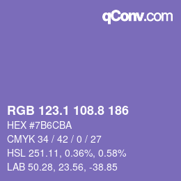 カラーコード: RGB 123.1 108.8 186 | qconv.com
