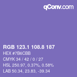 カラーコード: RGB 123.1 108.8 187 | qconv.com