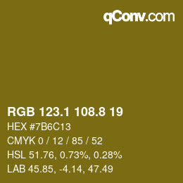 カラーコード: RGB 123.1 108.8 19 | qconv.com
