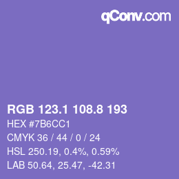 カラーコード: RGB 123.1 108.8 193 | qconv.com