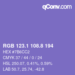 カラーコード: RGB 123.1 108.8 194 | qconv.com