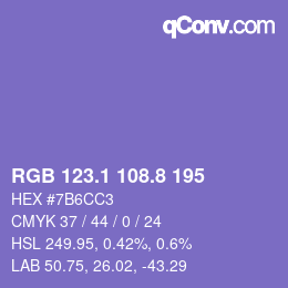 カラーコード: RGB 123.1 108.8 195 | qconv.com