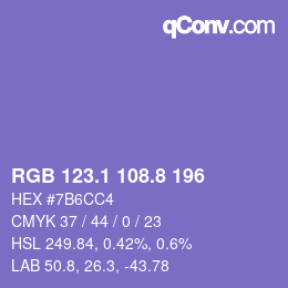 カラーコード: RGB 123.1 108.8 196 | qconv.com