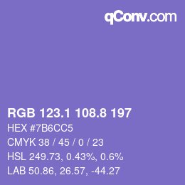 カラーコード: RGB 123.1 108.8 197 | qconv.com