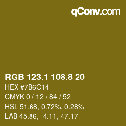 カラーコード: RGB 123.1 108.8 20 | qconv.com